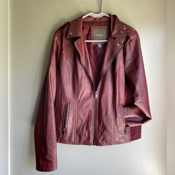 Maurice’s Red Leather Jacket Size Large - Picture 1 of 3